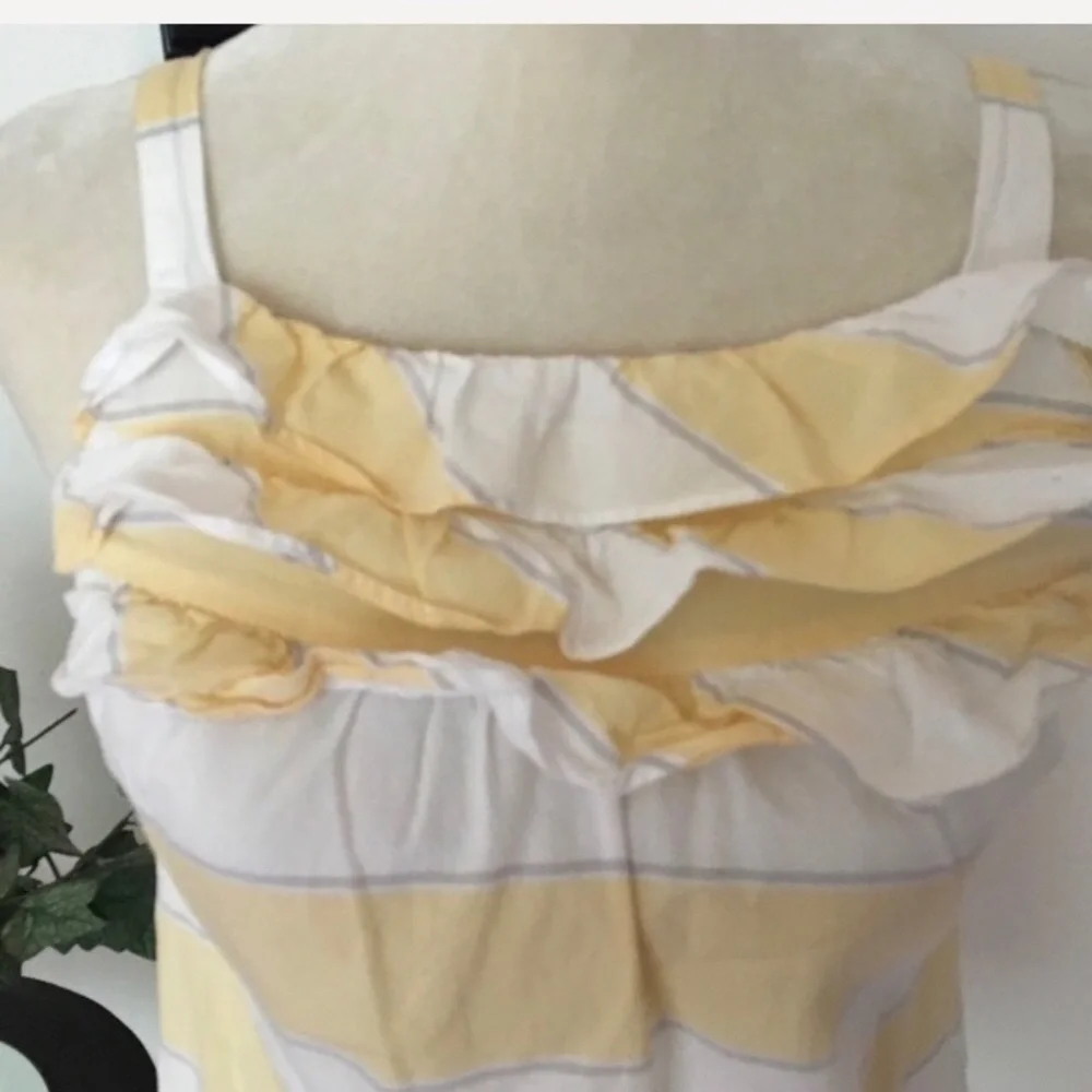 Ann Taylor Loft Yellow White Sleeveless Top Size XS - Picture 3 of 6